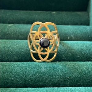 Flower of Life Sacred Geometry Gold Metal Ring